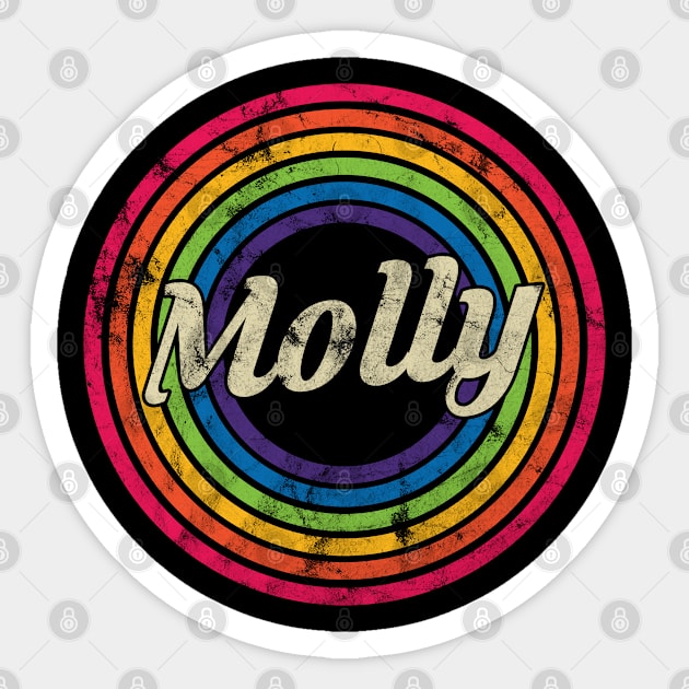 Molly - Retro Rainbow Faded-Style Sticker by MaydenArt